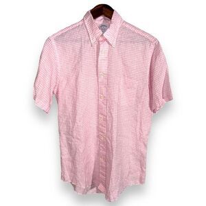 Brooks Brothers Pink 100% Baird Mcnutt Linen S/S Button Down